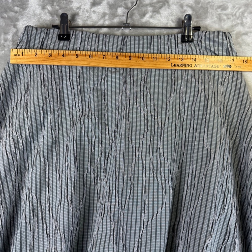 Cut Loose Skirt Womens L Grey Black Micro Stripe Crinkle Lagenlook Midi (1421) - Picture 7 of 10